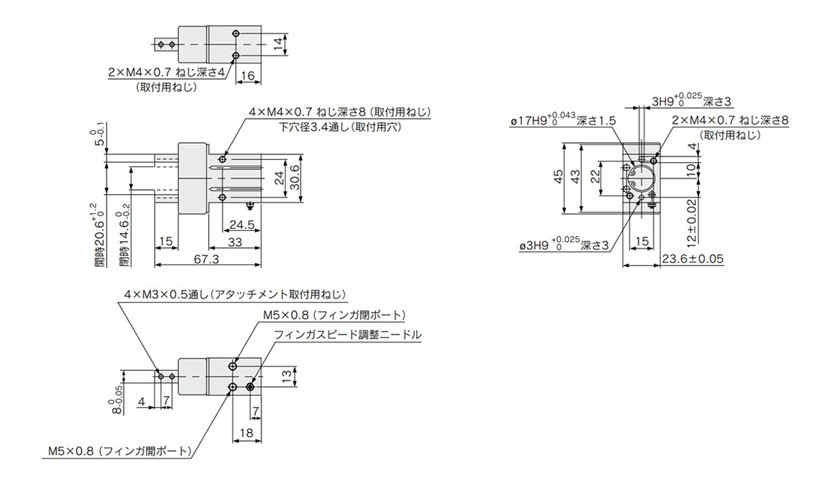MHK2-16□ / standard type external dimensional drawing