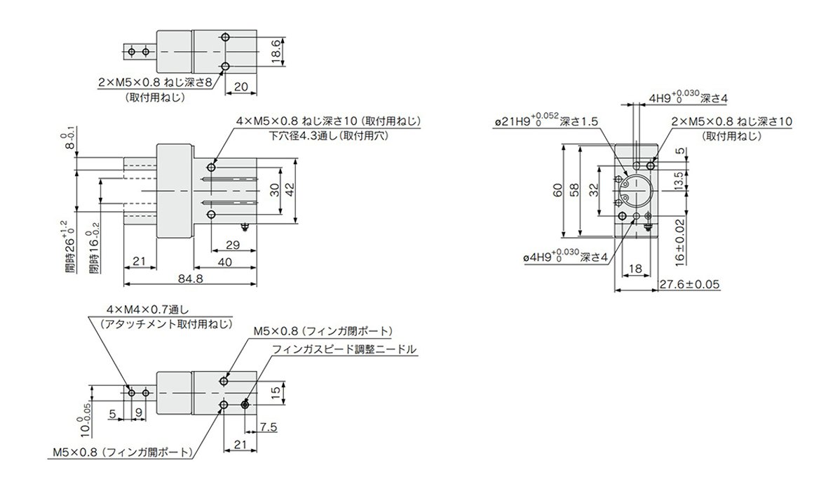 MHK2-20□ / standard type external dimensional drawing