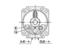 For 180° (top view from long shaft side); single vane structure drawing