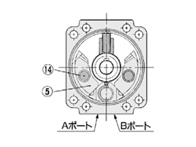 For 90° (top view from long shaft side); single vane structure drawing