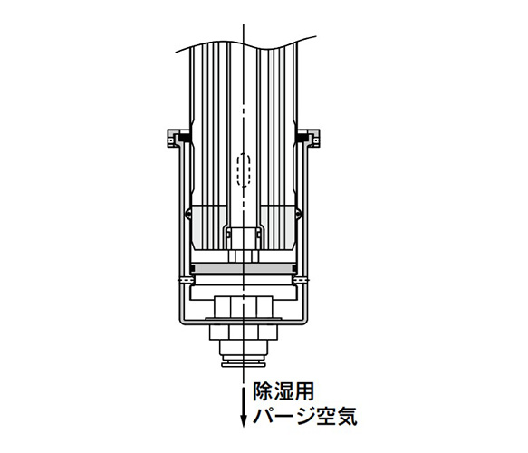 Diagram: IDG30□A, IDG50□A standard specifications, with fitting for purge air discharge